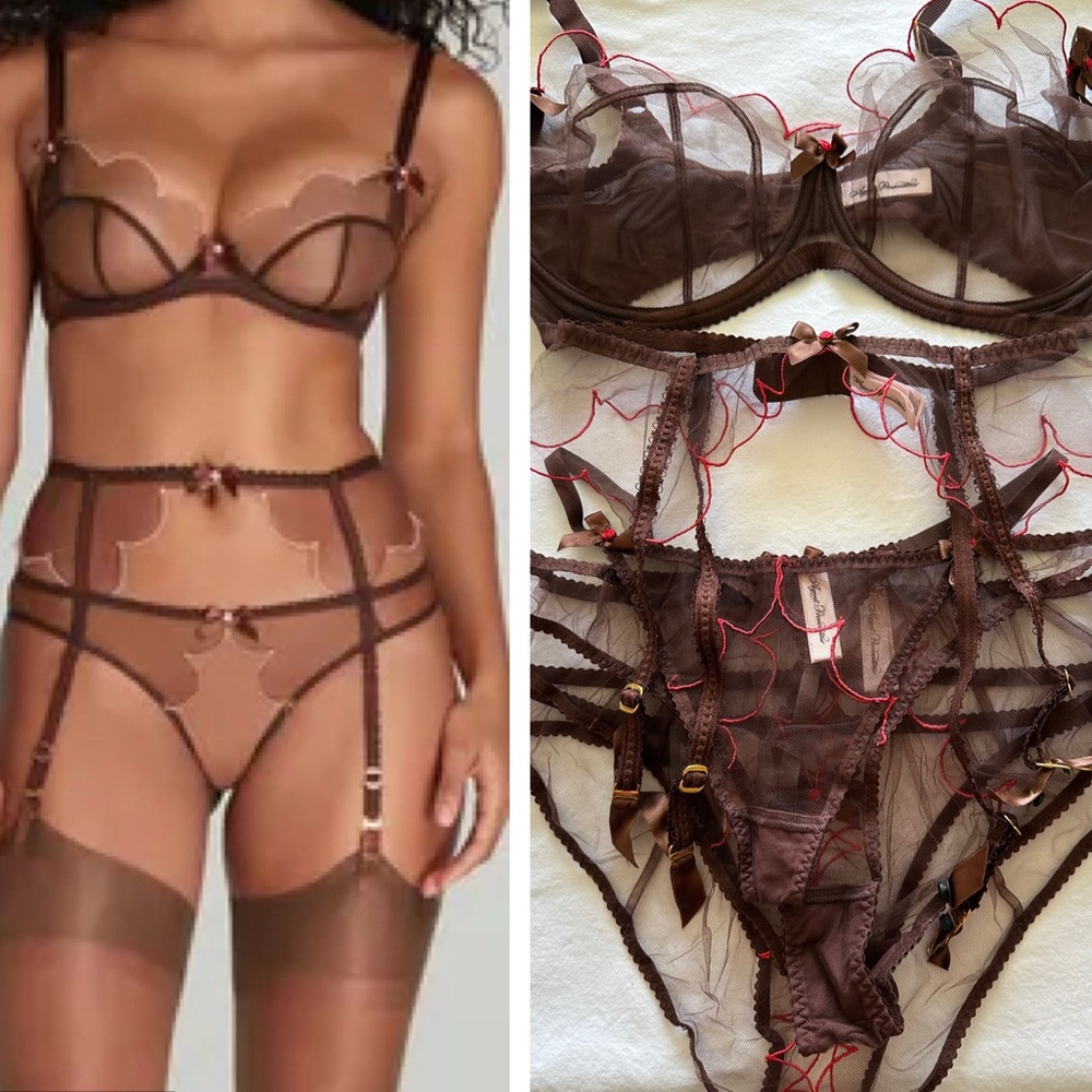 NWOT Agent Provocateur Lorna Brown and Hot Pink Tulle Lingerie Set Now Sold Out